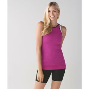 Lululemon Women's In The Flow Tank Size 4/6 Heathered Regal Plum Ruched Active